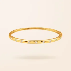 14K Gold Inlay Diamond Bangle