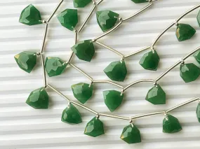 Green Jade Trillion shape faceted briolette beads