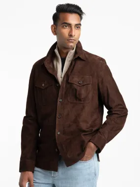 Luggage Brown Suede Overshirt