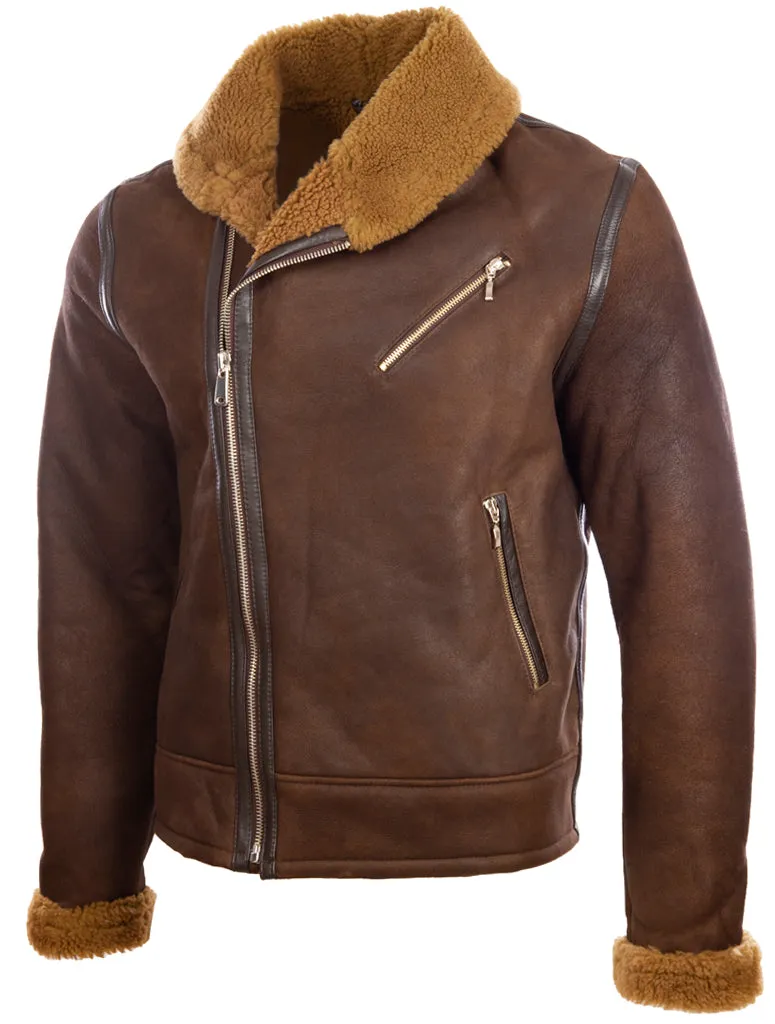 OBRS Men's Shearling Shawl Jacket - Brown/Ginger