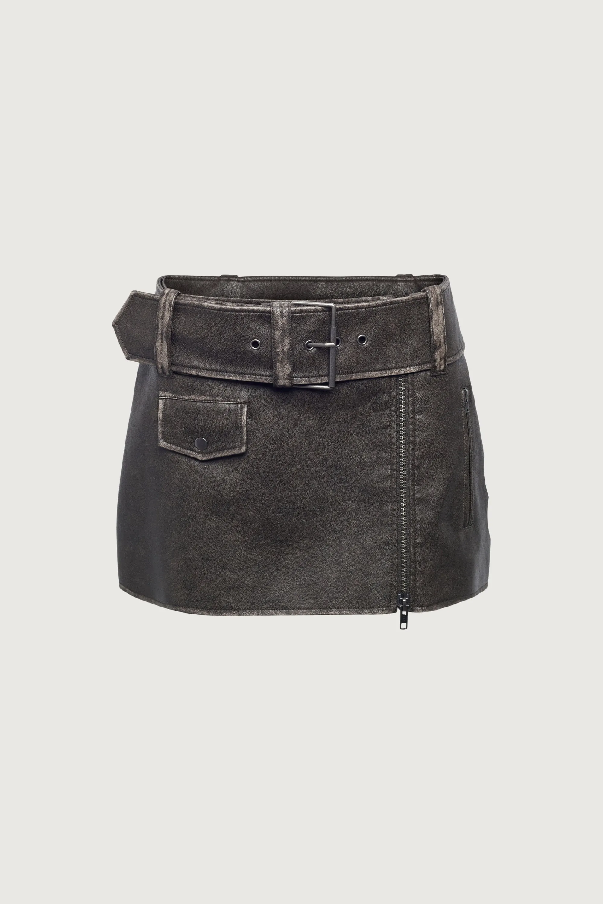 VEGAN LEATHER MOTO MINI SKIRT